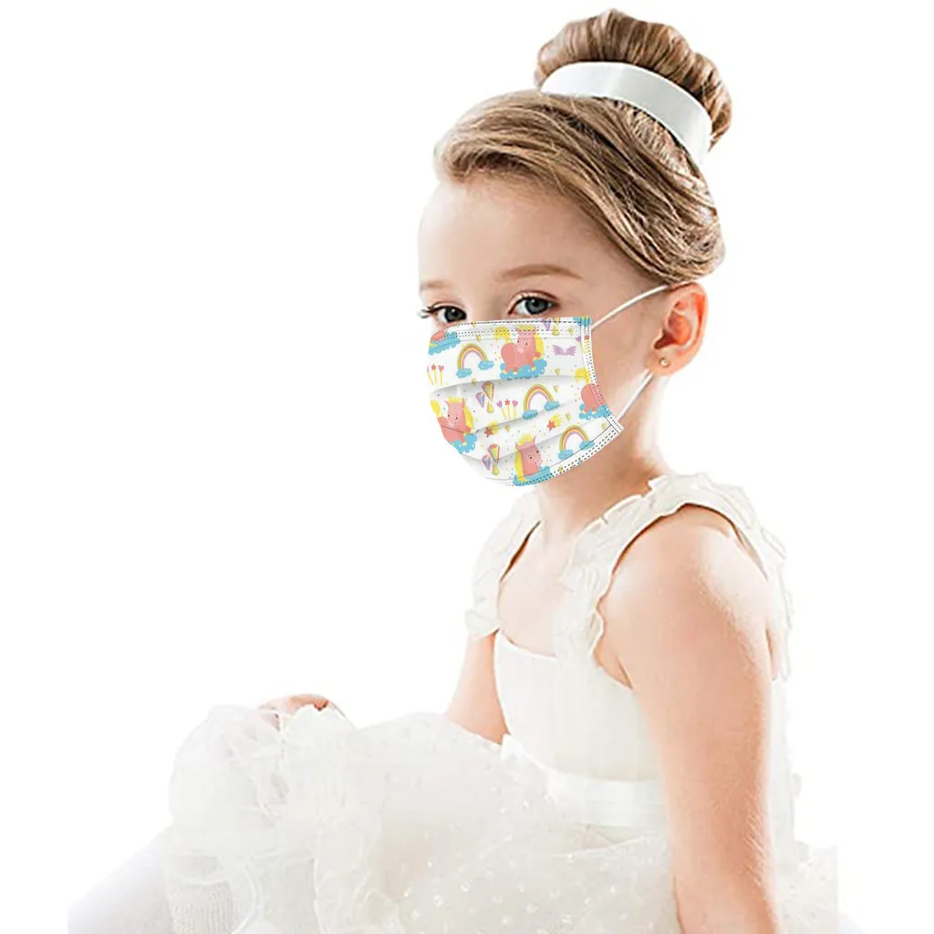 50 шт. в коробке детская мультяшная одноразовая маска 3-слойная с фильтром для