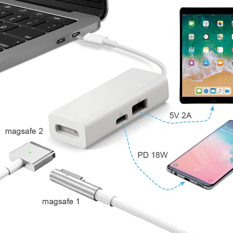 3 в 1 USB C Безопасный Магнитный адаптер кабель с разъемами типа и Magsaf * 1/2 конвертер