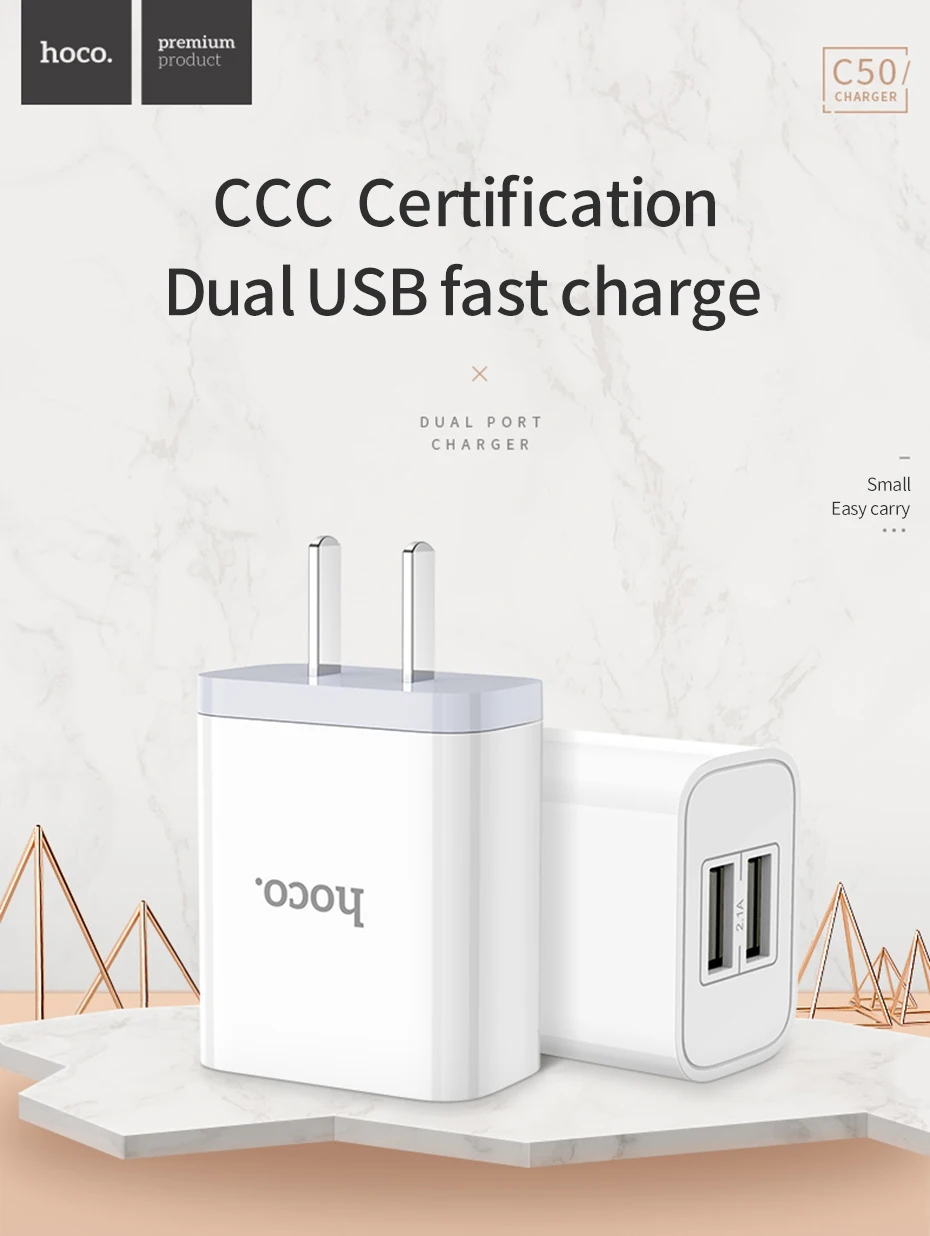 HOCO 5 V/2.1A двойное зарядное устройство USB быстрая зарядка зарядное устройство адаптер для iphone ipad mini samsung Xiaomi