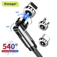 Магнитный кабель Essager с поворотом на 360 градусов, USB Type C, зарядный кабель для быстрой зарядки, магнитное зарядное устройство с поворотом на 540 ...