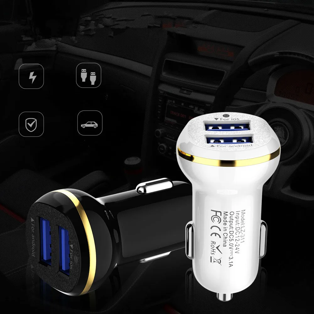 Автомобильное зарядное устройство MOSUNX со светодиодной подсветкой двойной USB 3 1 А