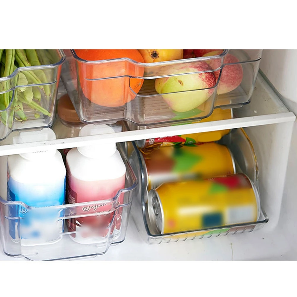

Kitchen Organizer Refrigerator Fridge Beverage Container Cola Can Beer Soda Water Drinks Storage Box Transparent Durable