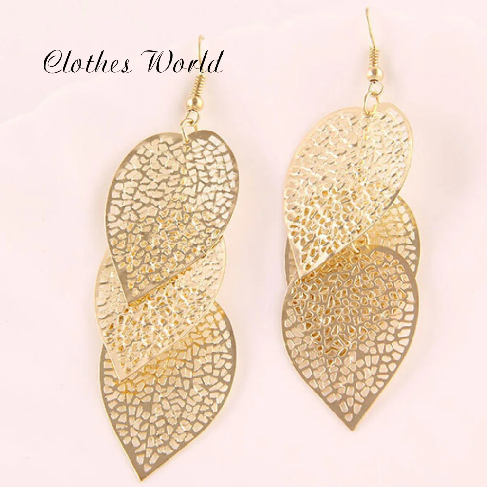 1 пара серьги-капли ювелирные изделия для женщин сплав полые листья висячие