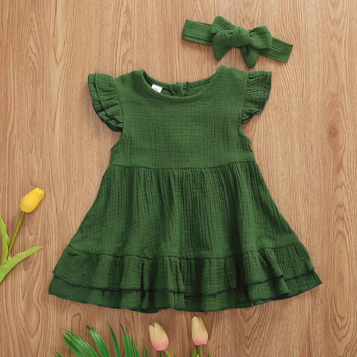 Женское платье принцессы для маленьких девочек однотонное ТРАПЕЦИЕВИДНОЕ до