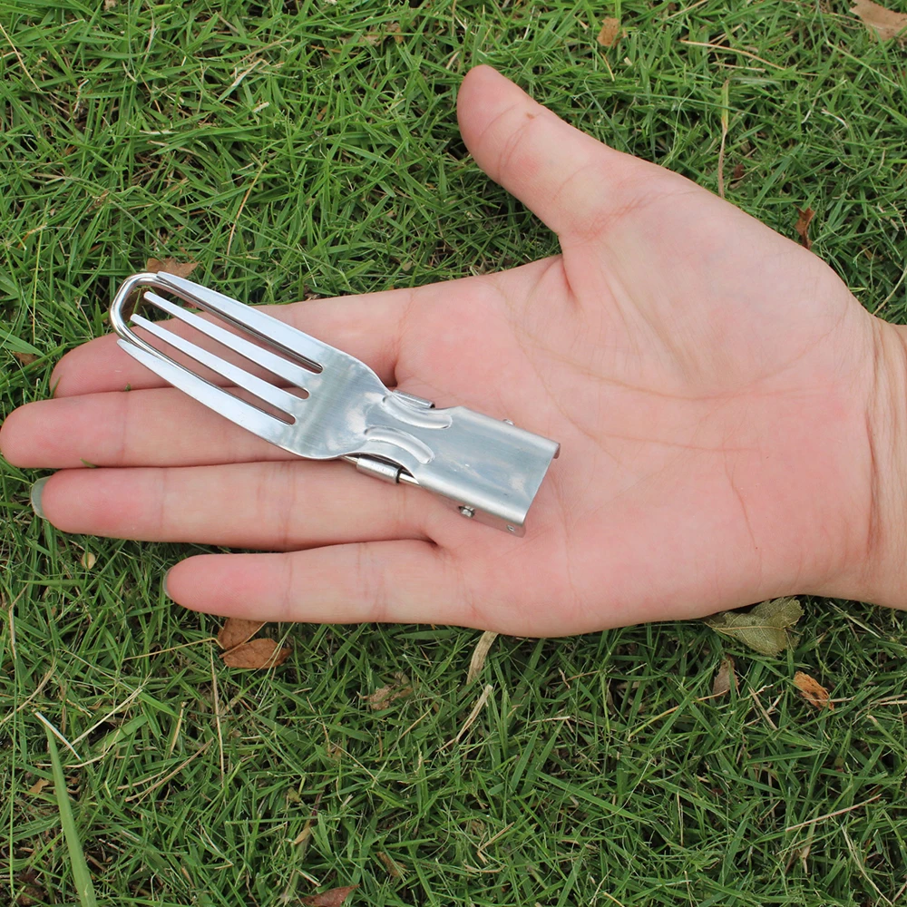 Складная ложка вилка из нержавеющей стали портативная для отдыха на природе