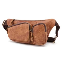 Men's Leather Chest Bag Fashion Travel Shoulder Bag Top Layer Cowhide Business Messenger Bag Male Large Capacity Chest Bag