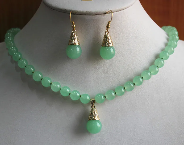 2 стиля Дамский 8 мм светильник зеленый камень хорошее ожерелье камень/Жемчуг