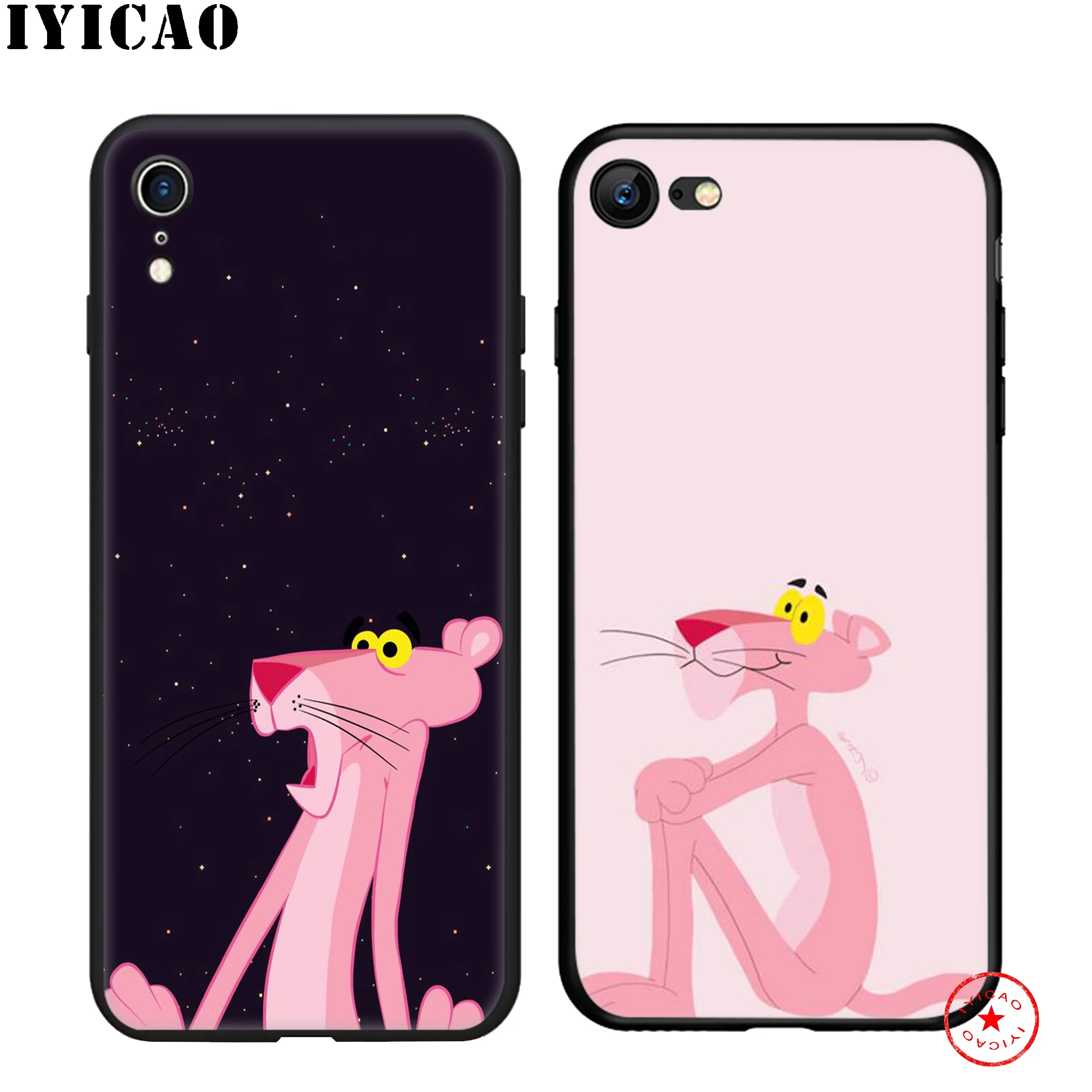 IYICAO Розовая пантера мягкий черный силиконовый чехол для iPhone 11 Pro Xr Xs Max X или 10 8 7 6 6S