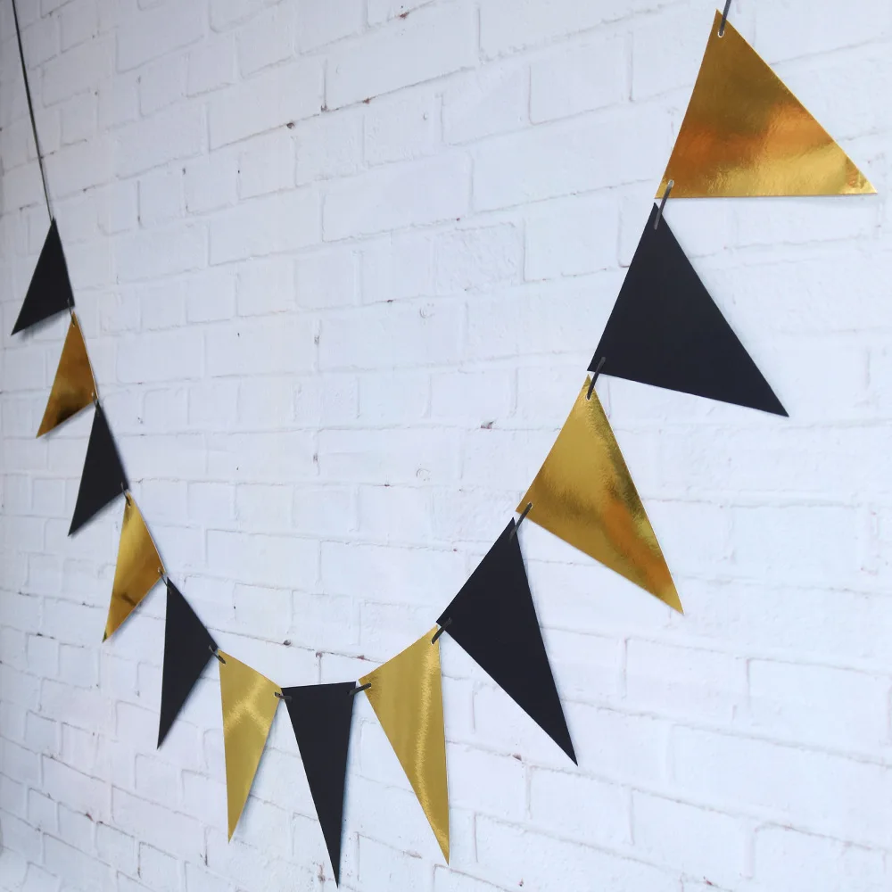 

Gold Sliver Flag Banner Garland DIY Glitter Bunting Paper Birthday Banner for Home Event Party Wedding Decoration Party Supplies