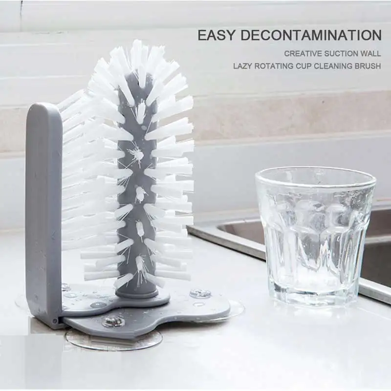 

Suction Wall Lazy Cup Brush Glassware Clean Roller Brush Kitchen Water Sink Rotating Cleaner Coffee Bottles Washing Scrubber