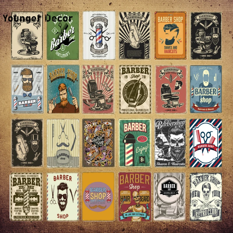Barber Shop Decor Haircut And Shave Beard Tin Signs Metal Plate Advertising Wall Poster Pub Home Kitchen Art Plaque YI-219 on - Декор для барбершопа: таблички из оцинкованной стали с