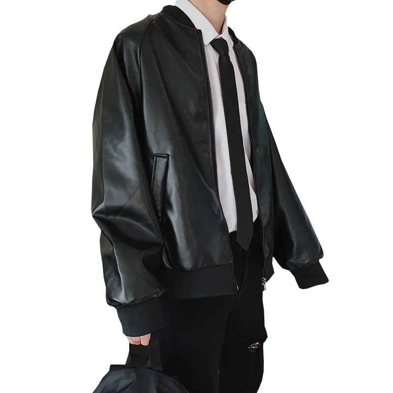 Мотоциклетная кожаная куртка мужская Корейская Молодежная Свободная 2020 осень и