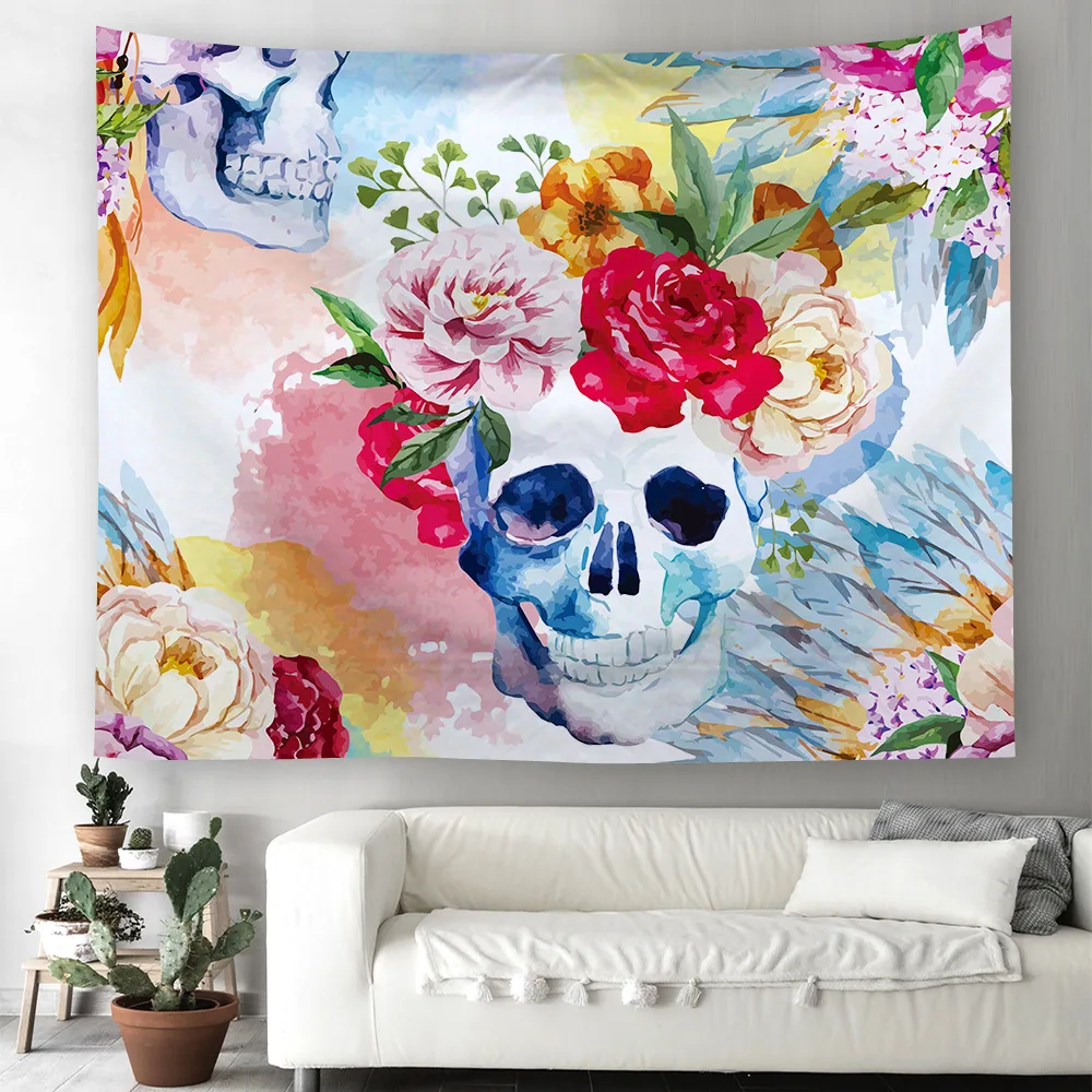

Colorful Skull Tapestry Headboard Wall Art Bedspread Dorm Tapestry for Living Room Bedroom Home Decor Home Decor Dropshipping