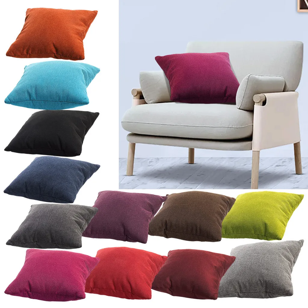 Квадратные декоративные подушки для дивана чехол однотонный простой