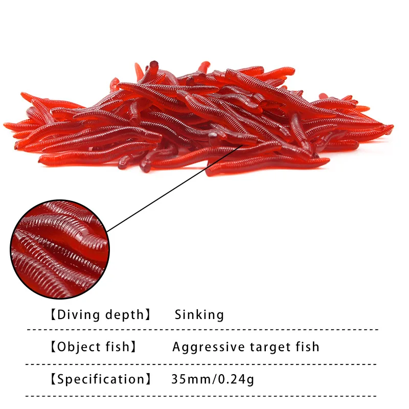 100 шт./лот Мягкая приманка для рыбной ловли имитация дождевого червя