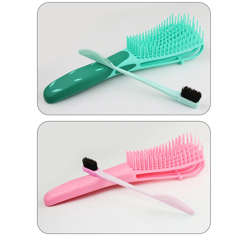 

Detangling Brush Set with Edge Brush Double Sided, Hair Detangler for Afro America Textured 3A to 4C Kinky Wet/Dry Hair