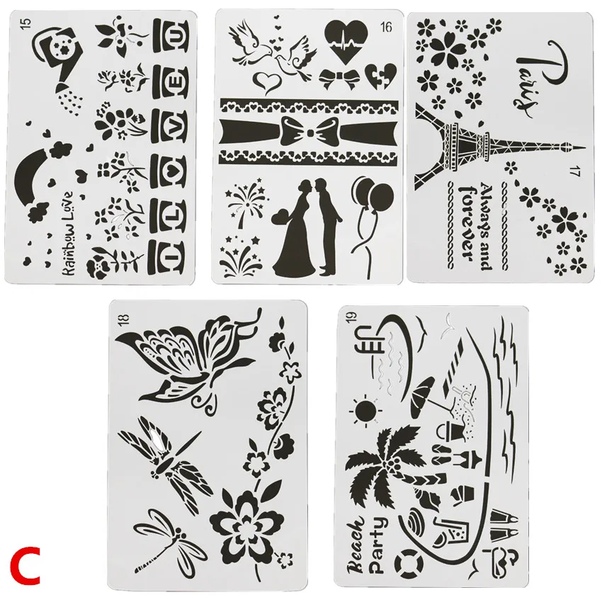 5PCS template C 1 шт. A4 A5 светодиодный светящийся чертежный щит для рисования граффити, планшет для рисования, волшебное рисование, светильник-забавная флуоресцентная ручка, обучающая игрушка - Color: 5PCS template C