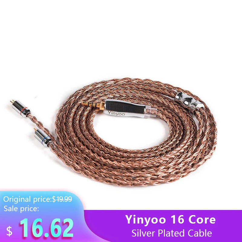 Yinyoo 16 сердечник высокой чистоты Медь кабель 2 5/3 5/4 4 мм с MMCX/2PIN/QDC/TFZ для плотным