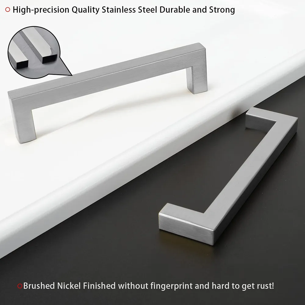 Kitchen Cabinet Handles Brushed Nickel Stainless Steel Hardware Square Closet Drawer Bathroom Door Knobs Furniture Cupboard Pull |