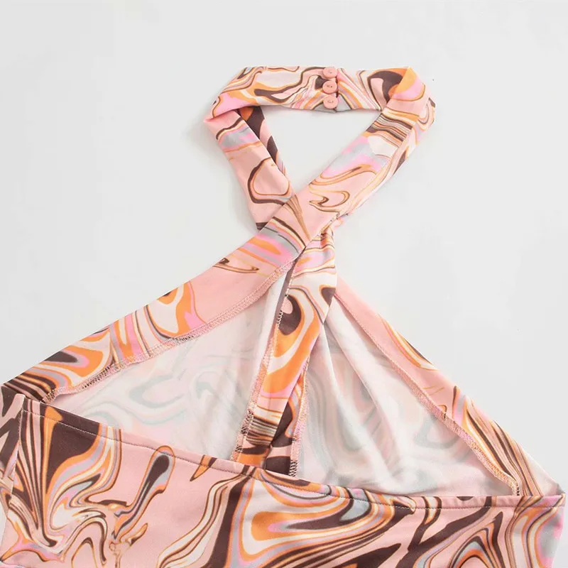 

2021 ZA summer new women's clothing retro fashion slimming printed one-piece trousers RA 4770049 4770/049