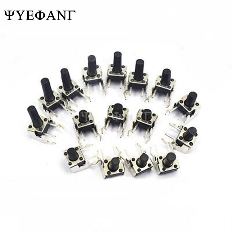 20 шт. 6х6 мм панель PCB мгновенный тактильный такт, мини-переключатель 6*6*4,3/5/6/7/8/10/12 мм под прямым углом с стентом 6х6х4, 3 мм