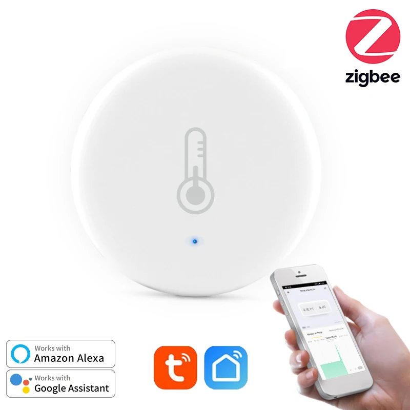 

Tuya ZigBee Smart Temperature Sensor Humidity Sensor Long standby Wireless APP Control Alarm System With Alexa Google Home