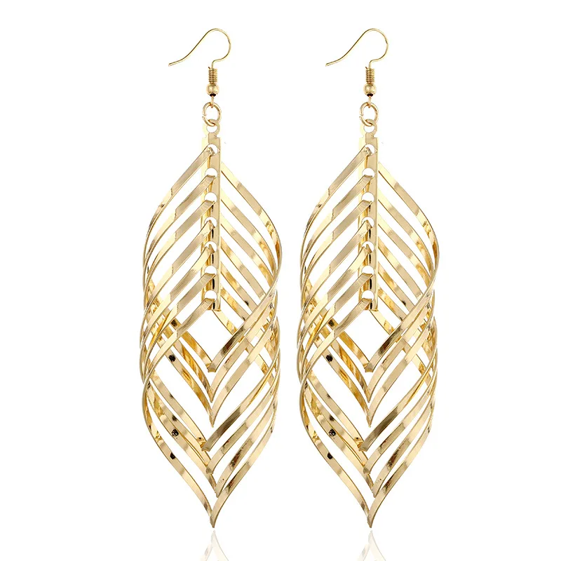 Long ZA Metal Drop Earrings For Women 2020 New Fashion Gold Color Hollow Alloy Geometric Statement Dangle Earrings|Серьги-подвески| |