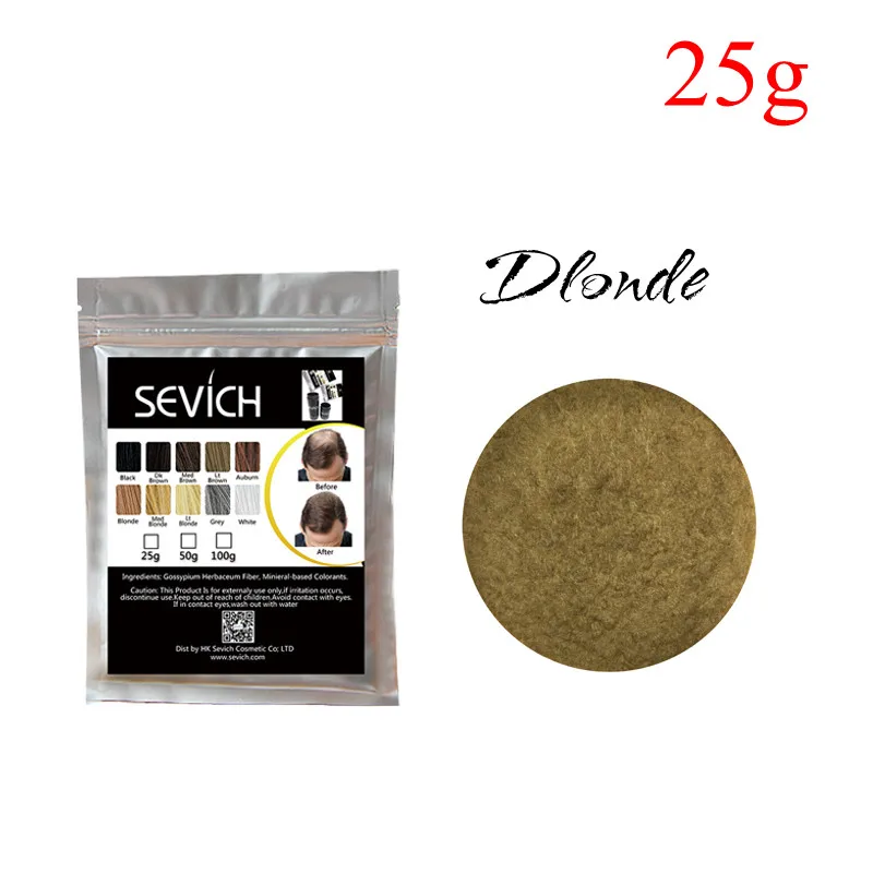 Sevich 10 цветов 50 г волосы строительное волокно Кератиновое волокно волосы заправка утолщение волокно порошки мгновенный рост средство для ухода за волосами - Цвет: Blonde --25g