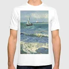 Футболка с изображением Ван Гога, Морского Пейзажа, лодки