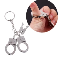 1pc alloy police double handcuffs key chain auto keyring key holder car keychain bag charm pendant accessories gift