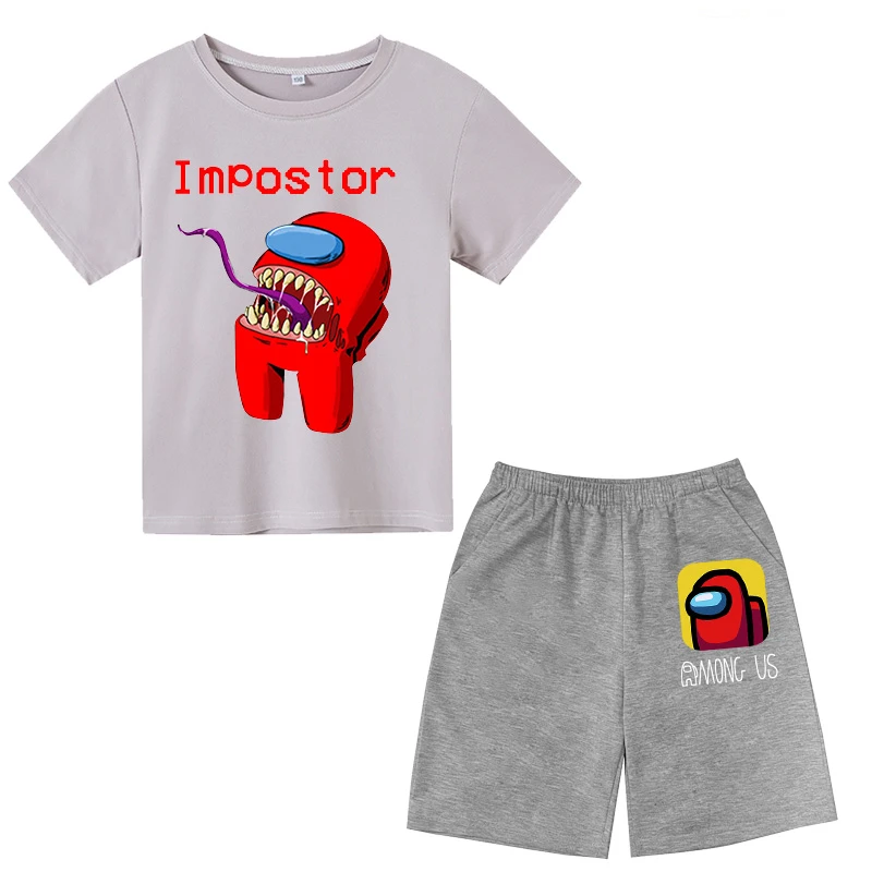 

Fashion Clothes For Girls And Boys 2-14 Years Game T-Shirt 2021 Funny Summer Children Cartoon Graphic Tees Kids Two-Piece Suit