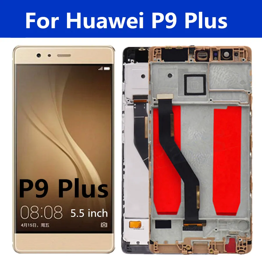5,5 "para HUAWEI P9 Plus pantalla LCD con marco para Huawei P9 Plus LCD MONTAJE DE digitalizador con pantalla t&aacute;ctil EVA-L09 VIE-L09-0