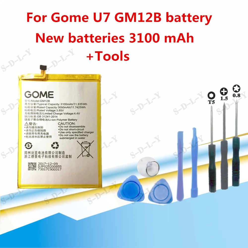 

3100mAh/11.935Wh GM12B Replacement Battery For GOME U7 smartphone Built-in Li-ion bateria Li-Polymer Batterie+Tracking + tools