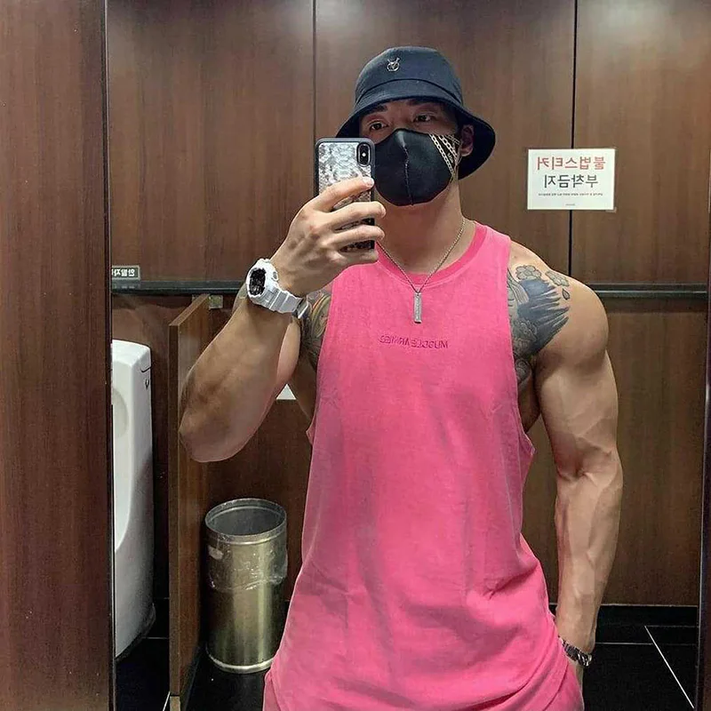 

Mens Tank Tops Shirt Bodybuilding Equipment Fitness New Brand Summer Long Pattern Vest Singlets Men's Stringer Tank Top Clothing
