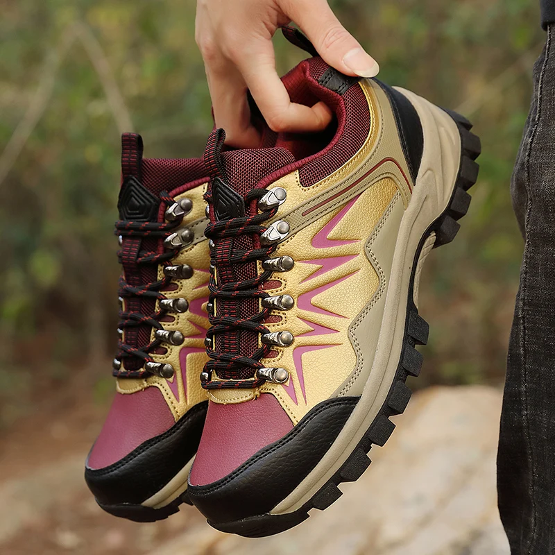 

2021 Fashion Outdoor Waterproof Men's Climbing Shoes Leather Mens Trekking Sneakers Non-slip Hiking Shoes Men zapatos senderismo