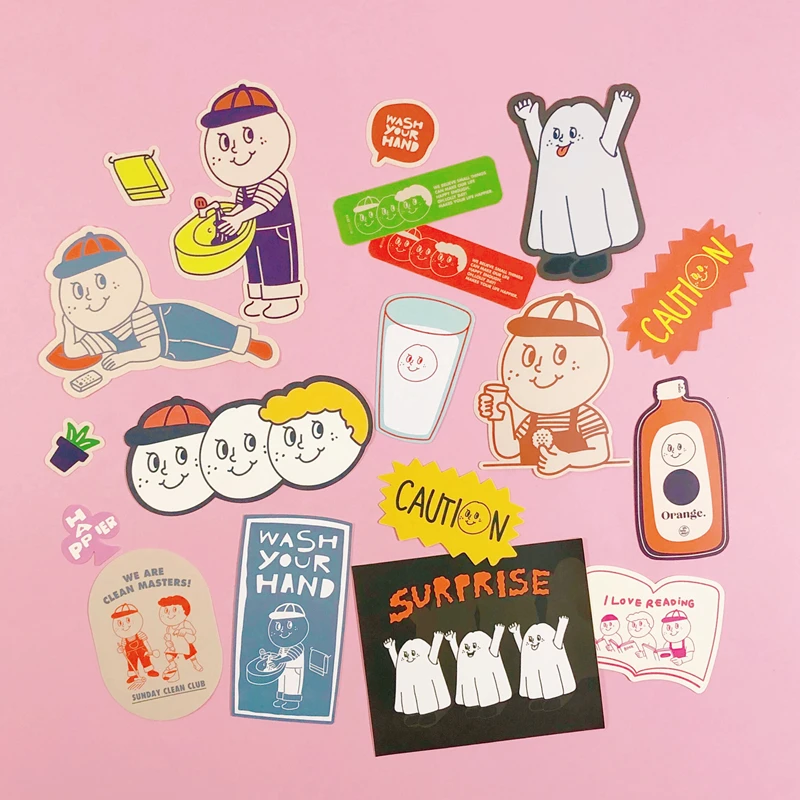 

South Korea Retro Cartoon Sticker Suitcase Phone Sticker Computer Decoration Material Hand Account Stationery Sticker