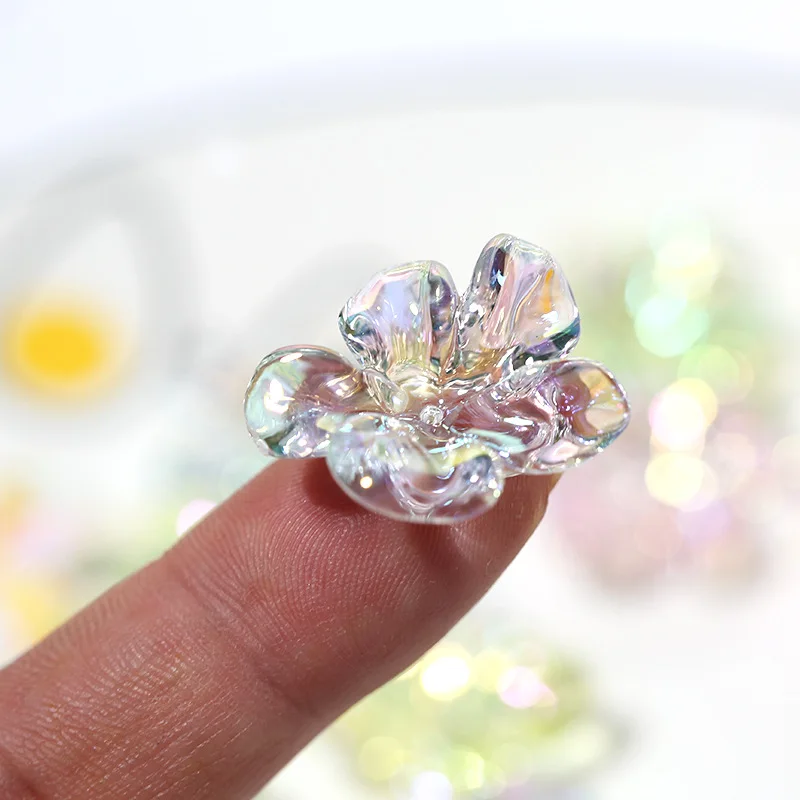 

10Pcs Plate AB Colorful 3D Flower Flatback Resin Cabochon Scrapbook Phone Case Decoration DIY Hairpin Hair Jewelry Accessories