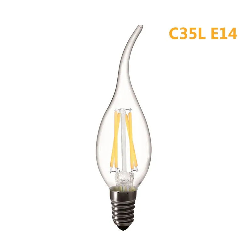 C35L E14 Светодиодный светильник в ретро-стиле с диодными свечами E14 C35 C35L Globe E27 G45, энергосберегающий светильник накаливания, декоративный светильник для гостиной - Испускаемый цвет: C35L E14