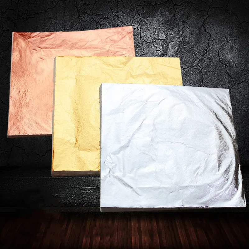 100 шт./компл. 14x14 см фольга позолота сделай сам Золотые листы Декор ремесло стена