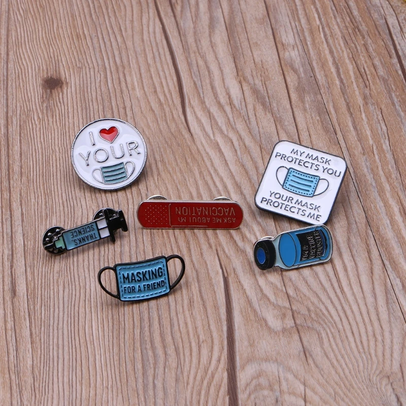 

Vaccinated Pin Buttons Badge Metal Lapel Pins Medicine Enamel Pins Syringe Injector Stethoscope Brooch Jewelry Gifts