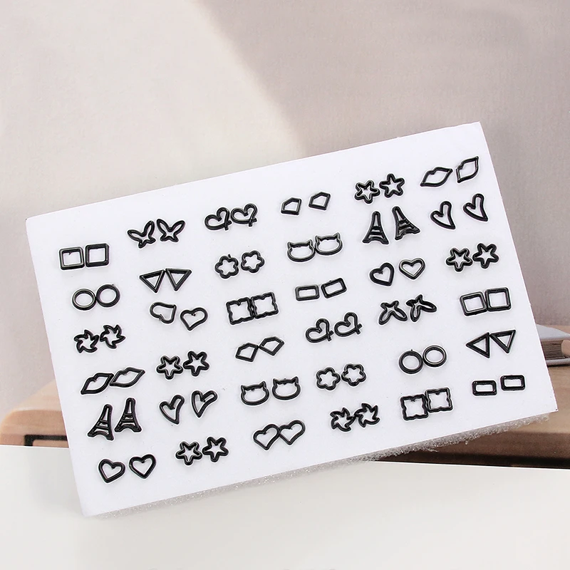 18/36 пара пластиковых сережек-гвоздиков полые геометрические золотые и