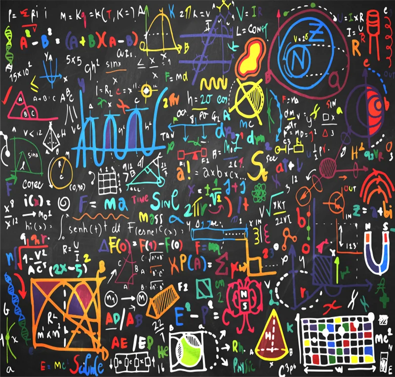 3d фото обои красочный мел математическая формула черная доска фон стены на заказ