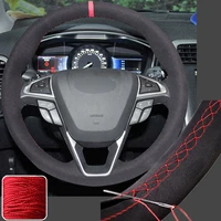 diy art suede steering wheel covers wrap for ford fusion mondeo edge 15 19 super soft non slip durable car interior