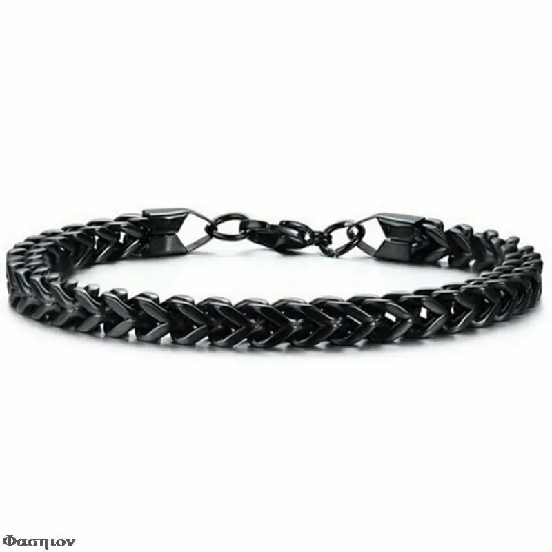 Мужской браслет Wo мужской из нержавеющей стали кубинский серебряный черный