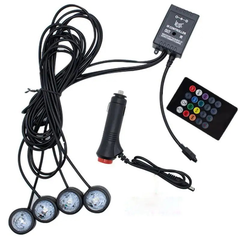 

4 in 1 Car Foot Star Starry Light Multicolor Ambient Star Light Colorful Music Sound Lamp Interior Decorative Light Car Parts