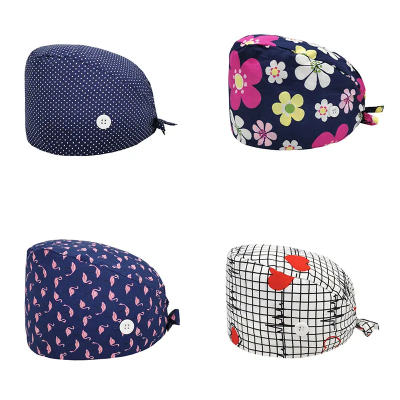 

Unisex New Heart Cotton Adjustable Pet Work Hats Dust Cap Nursing Cap Elastic Beauty Hats Beauty Salon Baotou Hat Pet Scrubs New