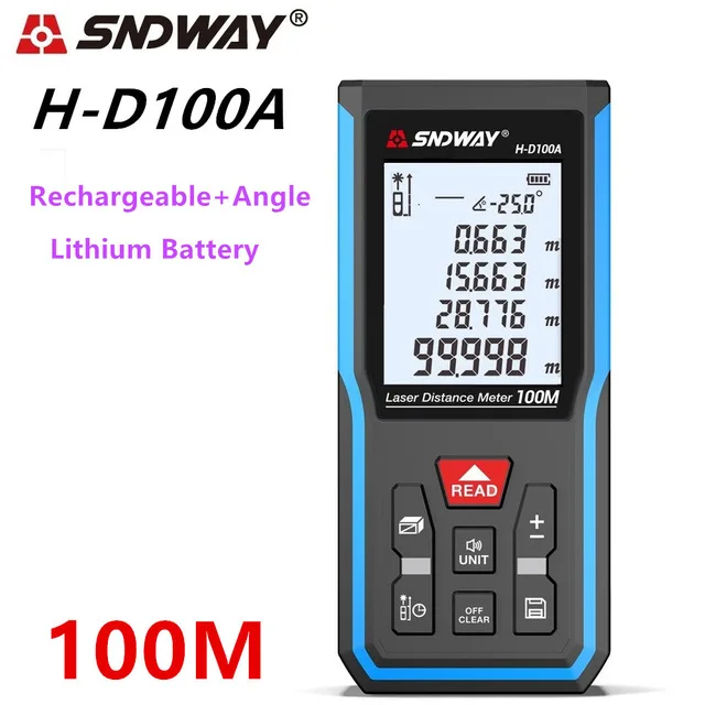 H-D100A 100M SNDWAY Trena лазерный дальномер рулетка Ангел Линейка рулетка лазерный фонарь рулетка - Цвет: H-D100A 100M
