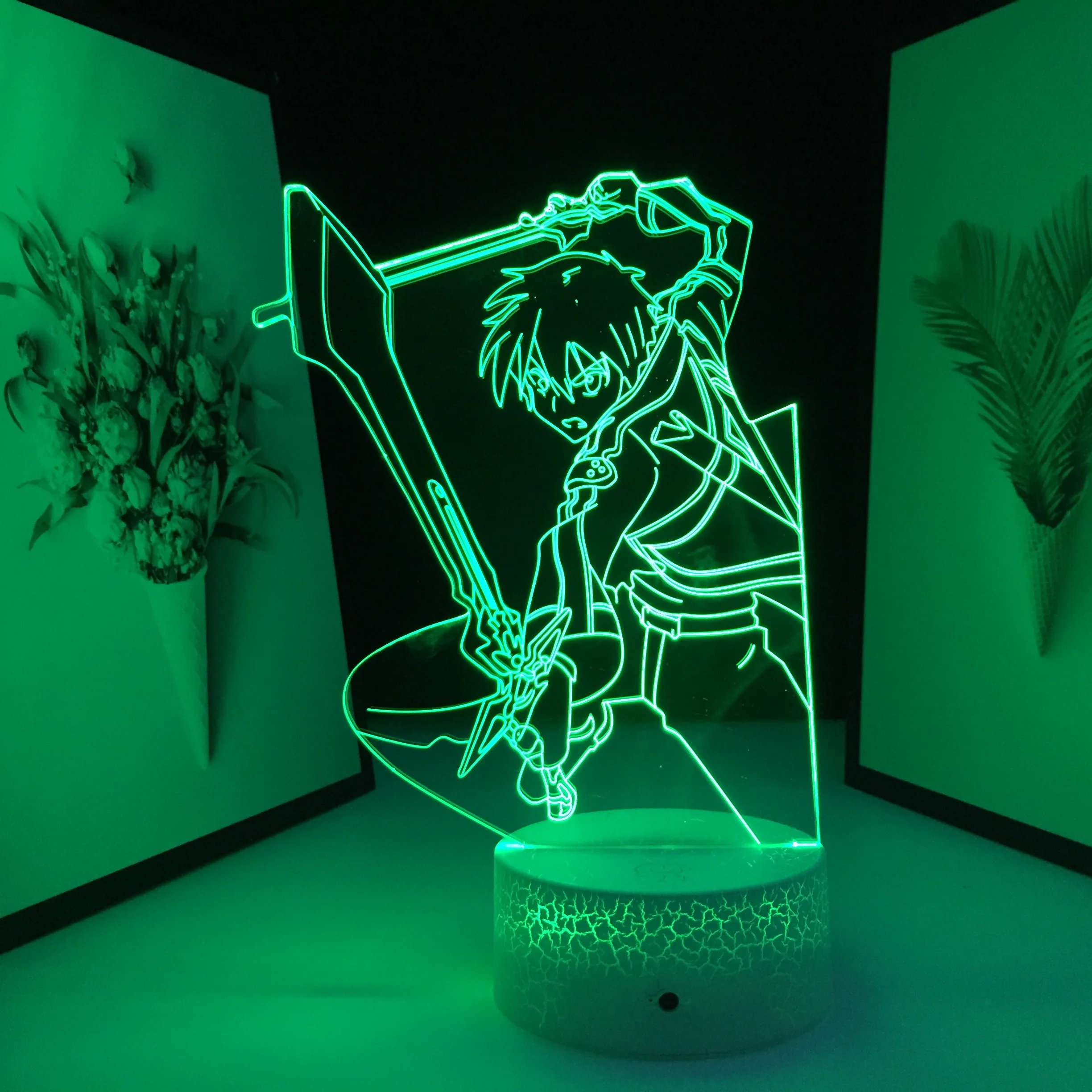 

Anime 3D LED Night Lamp Sword Art Online Kirito Figure for Bedroom Decor Nightlight Birthday Gift Room Manga SAO LED Night Light