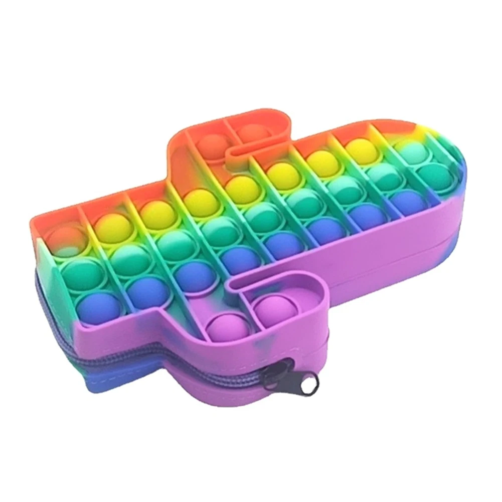 Caja de l&aacute;pices de burbujas para ni&ntilde;os, juguetes sensoriales, art&iacute;culos de papeler&iacute;a de silicona, bolsa de almacenamiento, juguetes antiestr&eacute;s para aliviar el estr&eacute;s-5