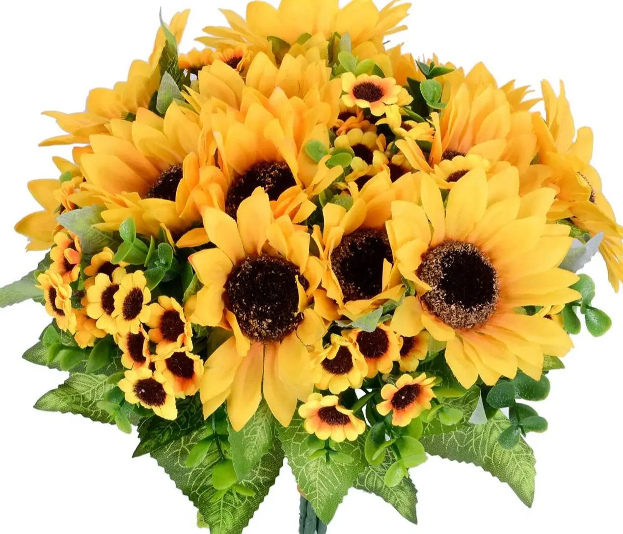 

Artificial Sunflower Bouquet, 2 Bunches Silk Sunflowers Fake Yellow Flowers for Home Decoration Wedding Decor (2 Pack)